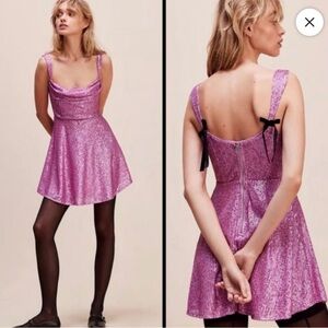 $289 For Love And Lemons Sparkling Pink Mini Dress